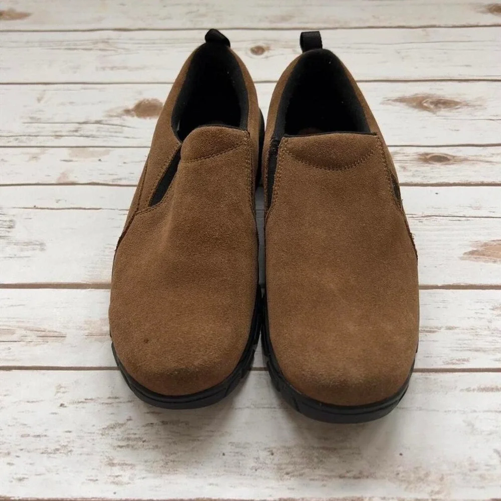 Lands End All Weather Mocs Brown Suede‎ Slip On Shoes 9.5D